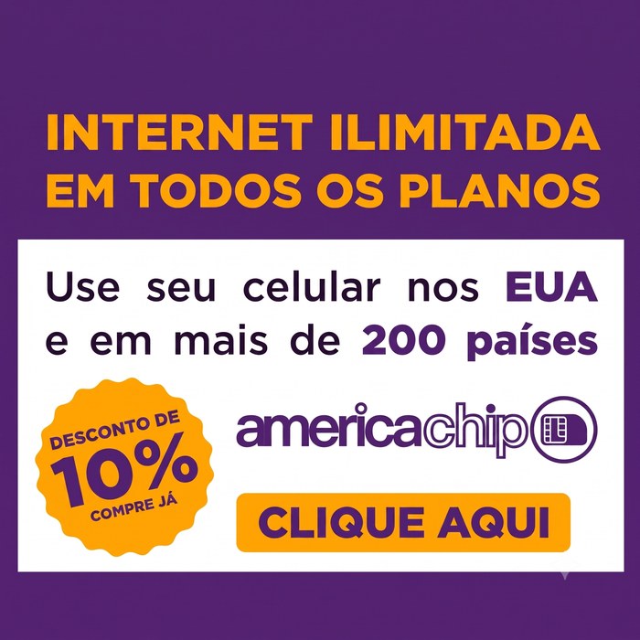 AmericaChip — internet ilimitada em mais de 200 países, 10% de desconto